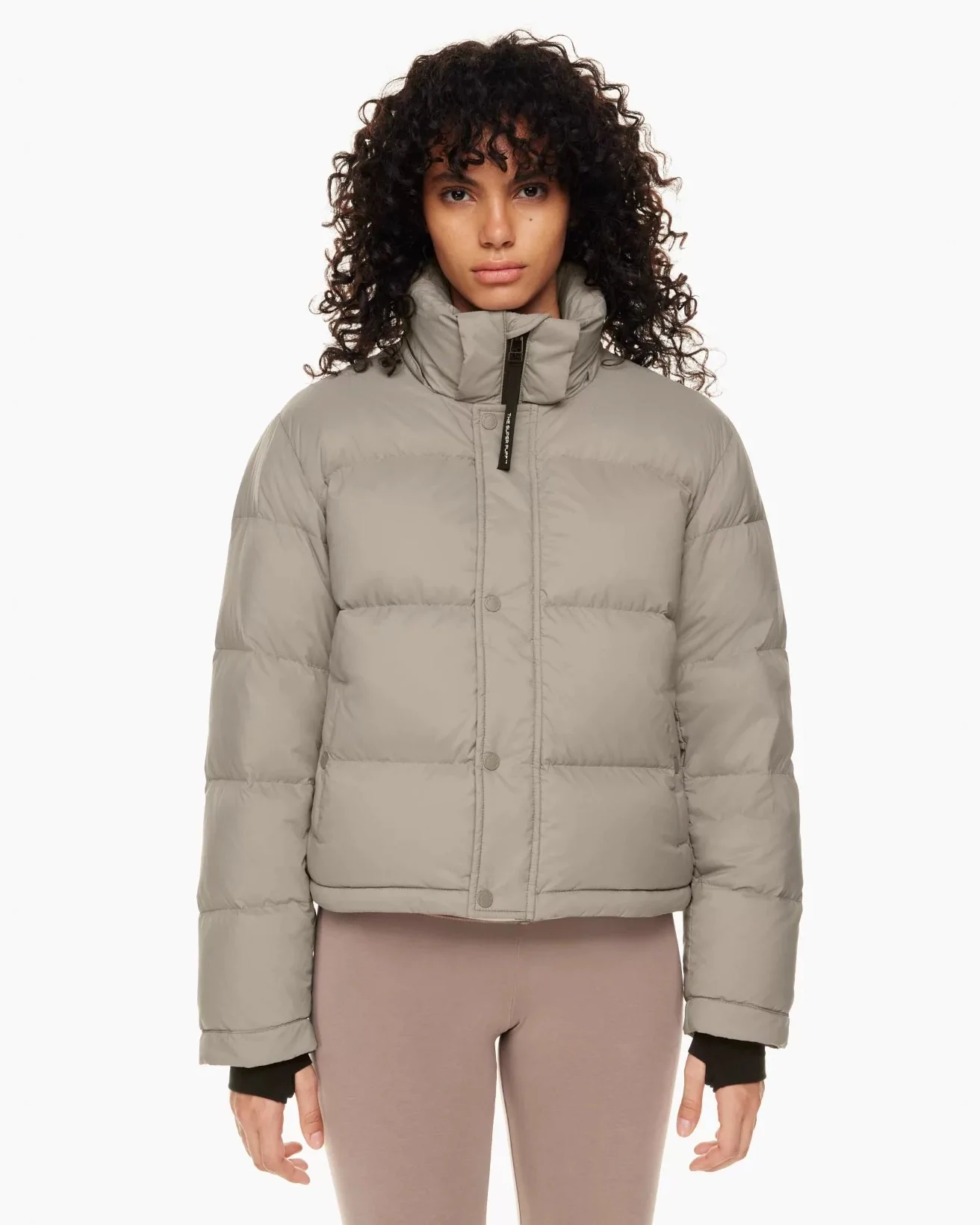 Aritzia The Super Puff™ Taupe Shorty Cropped Goose-Down Puffer Jacket