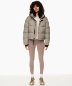 Aritzia The Super Puff™ Taupe Shorty Cropped Goose-Down Puffer Jacket