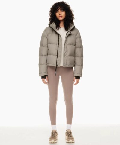Aritzia The Super Puff™ Taupe Shorty Cropped Goose-Down Puffer Jacket