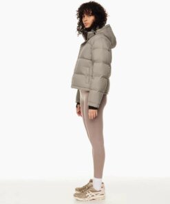 Aritzia The Super Puff™ Taupe Shorty Cropped Goose-Down Puffer Jacket