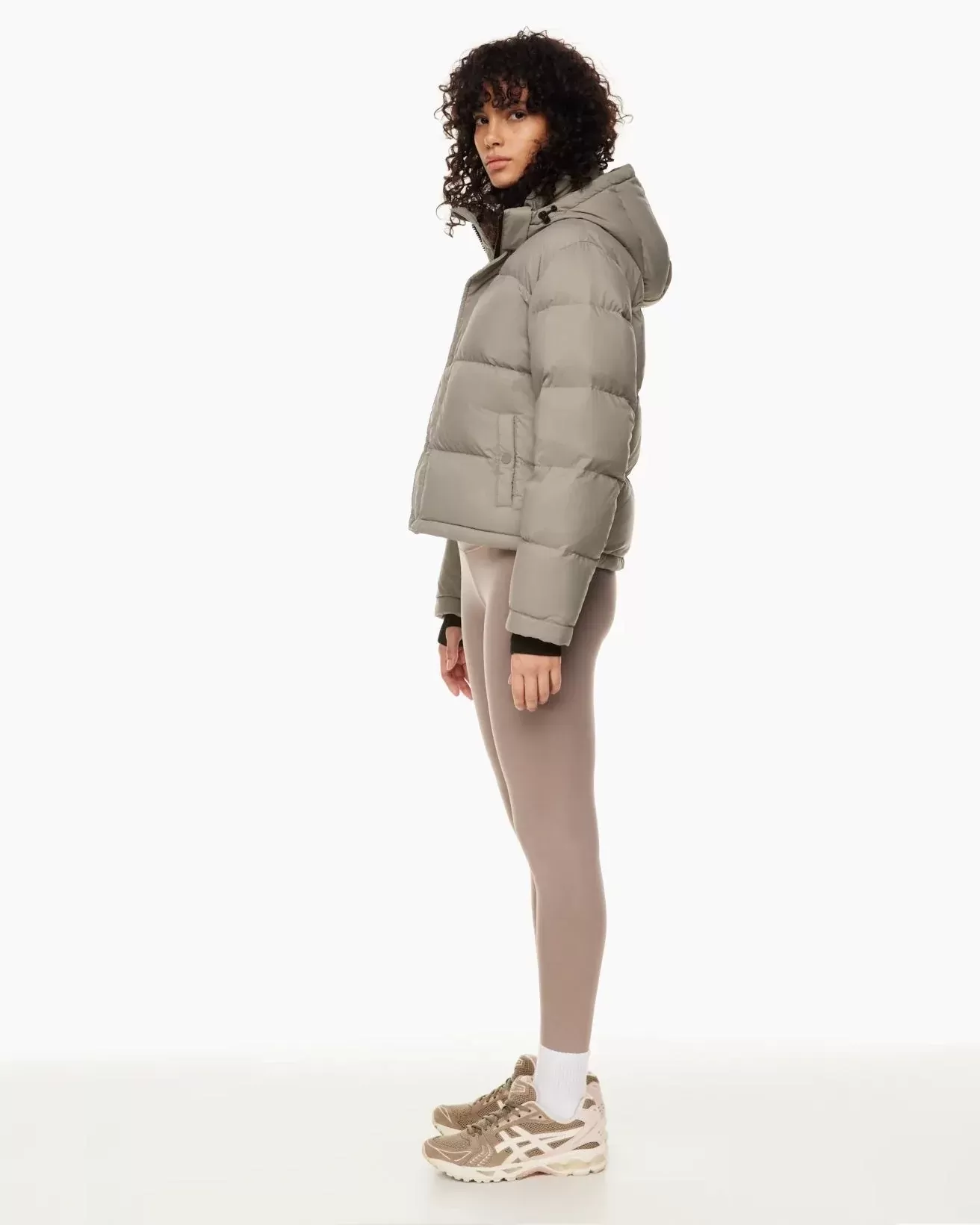 Aritzia The Super Puff™ Taupe Shorty Cropped Goose-Down Puffer Jacket
