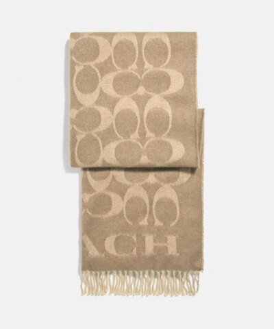 Coach Signature Oversized Muffler. Camel