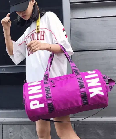 Women Hand Led Pink Maybelline Sport Duffel Bag