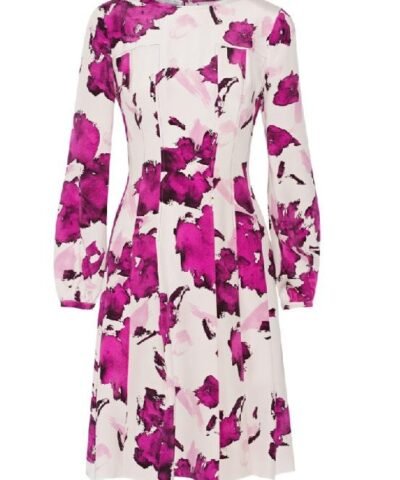 Oscar de la Renta Pleated floral-print silk dress