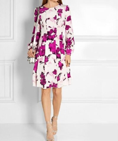 Oscar de la Renta Pleated floral-print silk dress