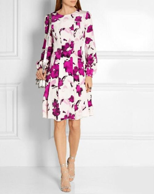 Oscar de la Renta Pleated floral-print silk dress