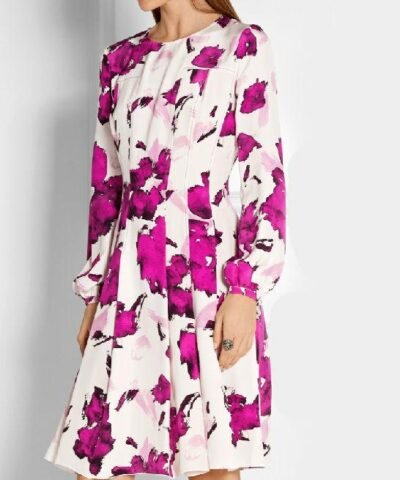 Oscar de la Renta Pleated floral-print silk dress