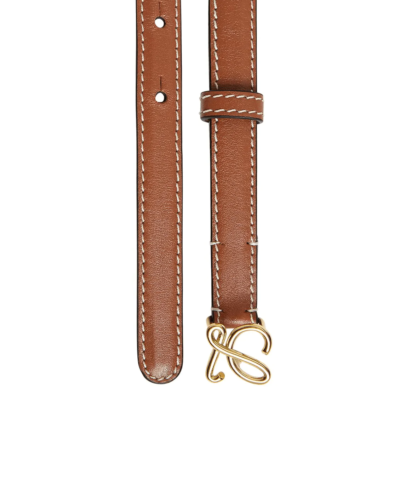 Loewe 1.5cm Brown Leather Logo-Plaque Belt