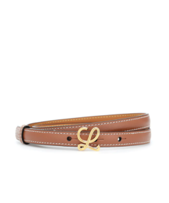 Loewe 1.5cm Brown Leather Logo-Plaque Belt