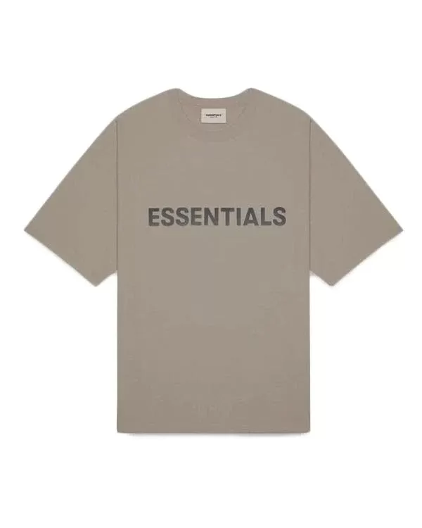 Essentials Boxy T-Shirt Applique Logo Taupe