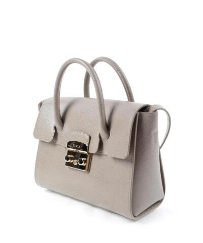 Furla Metropolis Ladies Small Leather Satchel In Sabbia b