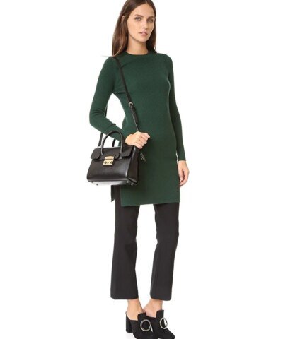 Furla Metropolis Ladies Small Leather Satchel In Onyx