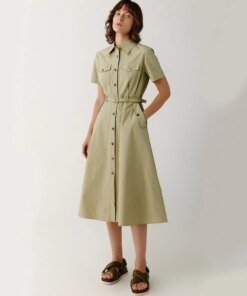 Noralux Tie Front Cotton Shirtdress