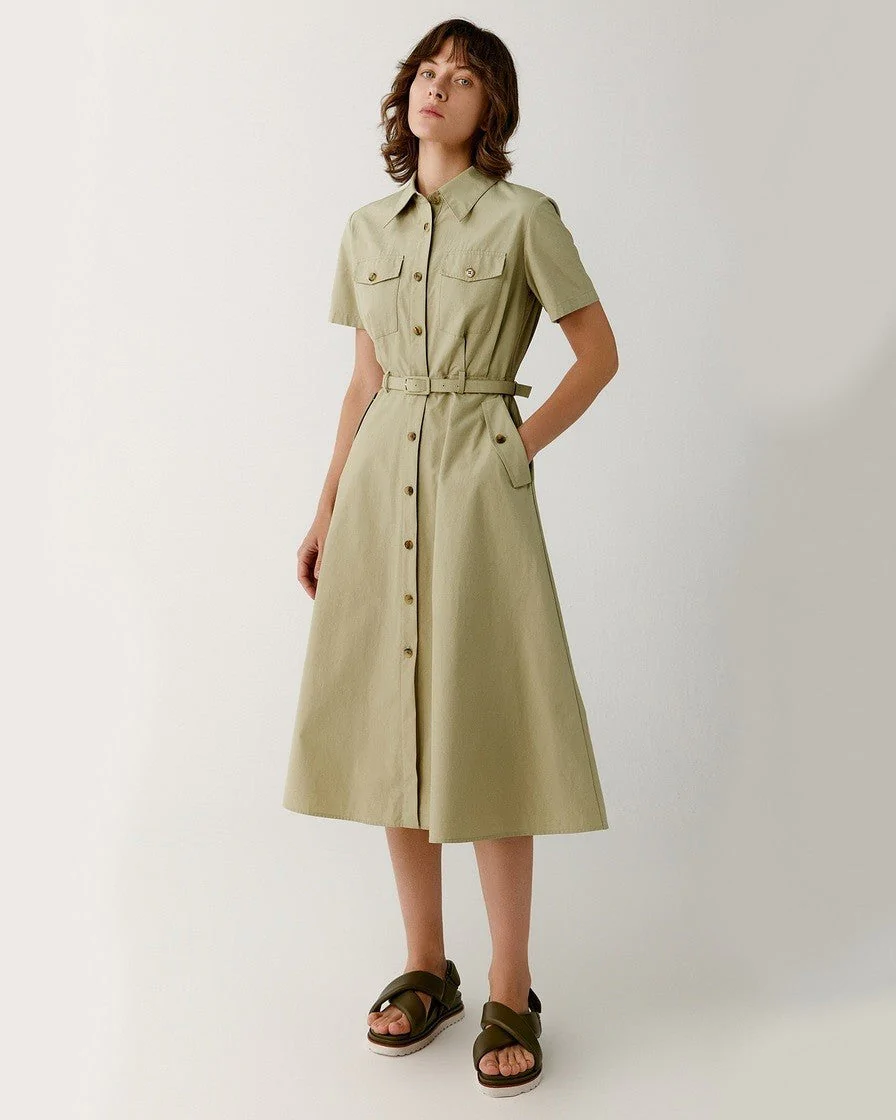 Noralux Tie Front Cotton Shirtdress