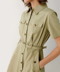 Noralux Tie Front Cotton Shirtdress