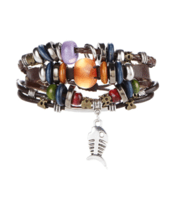 Steffe Unique Vintage Rope Handmade Colorful Bead Leather Bracelets