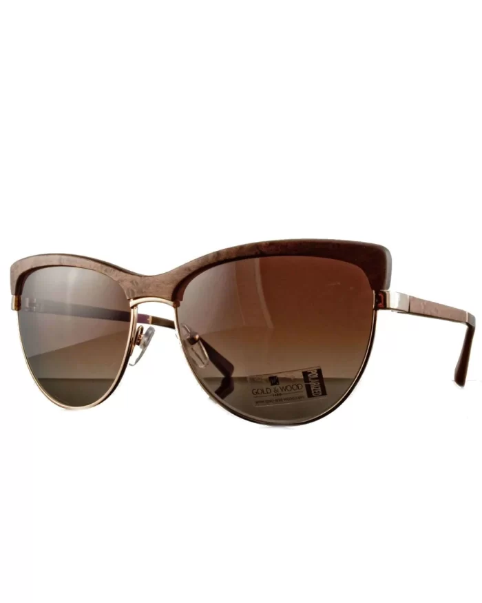 Gold And Wood Altais Wood/Metal Unisex Sunglasses