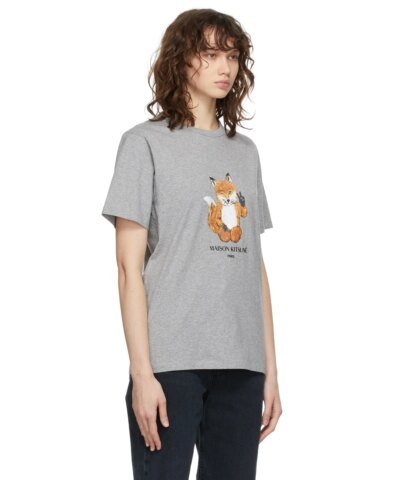 Maison Kitsuné Women's Grey All Right Fox Print Classic T-Shirt