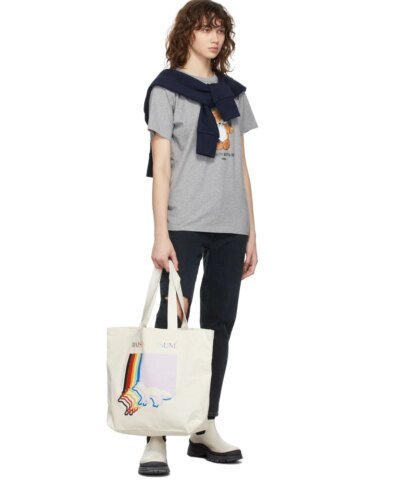 Maison Kitsuné Women's Grey All Right Fox Print Classic T-Shirt