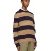Gucci Beige & Navy Wool Striped GG Sweater