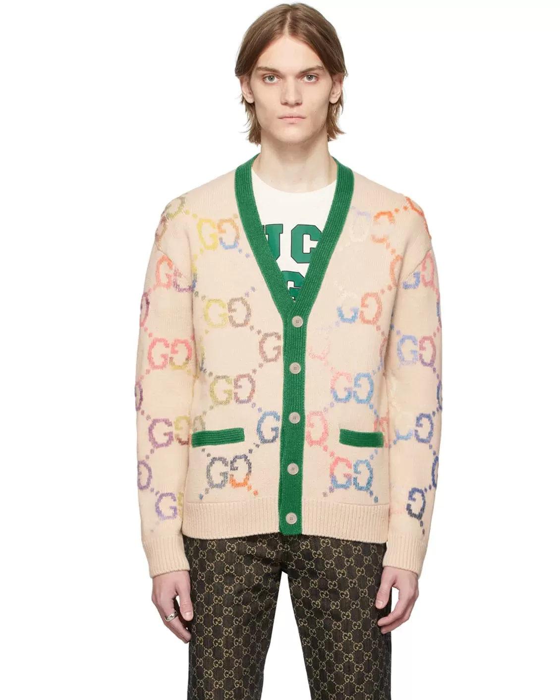 Gucci Beige Lunar New Year 'Gucci Tiger' GG Cardigan