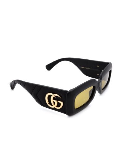 Gucci GG0816S 001 Quilted Leather Flat Top Sunglasses