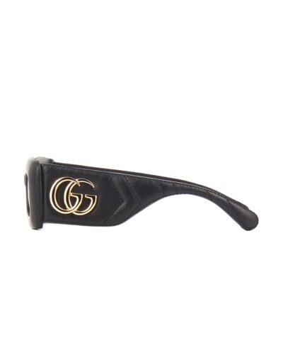 Gucci GG0816S 001 Quilted Leather Flat Top Sunglasses