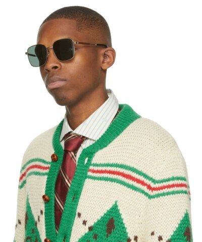 Gucci Gold GG0852SK Sunglasses. Green