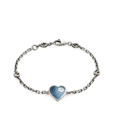 Gucci GG Hearts Sterling Silver & Red Enamel Bracelet