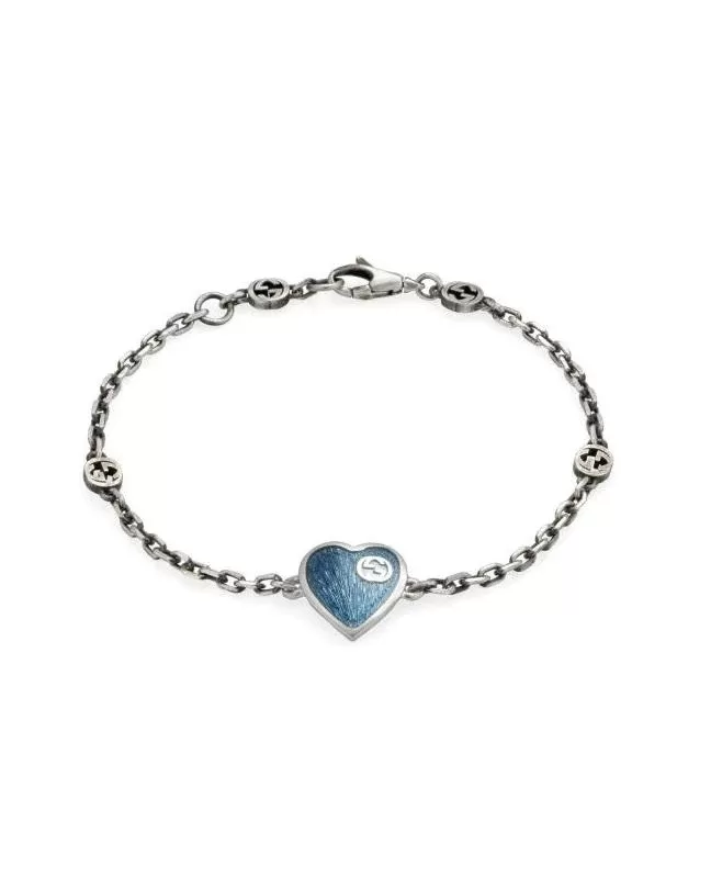 Gucci GG Hearts Sterling Silver & Red Enamel Bracelet