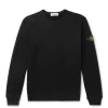 Stone Island Garment Dyed Crew Sweatshirts, Black