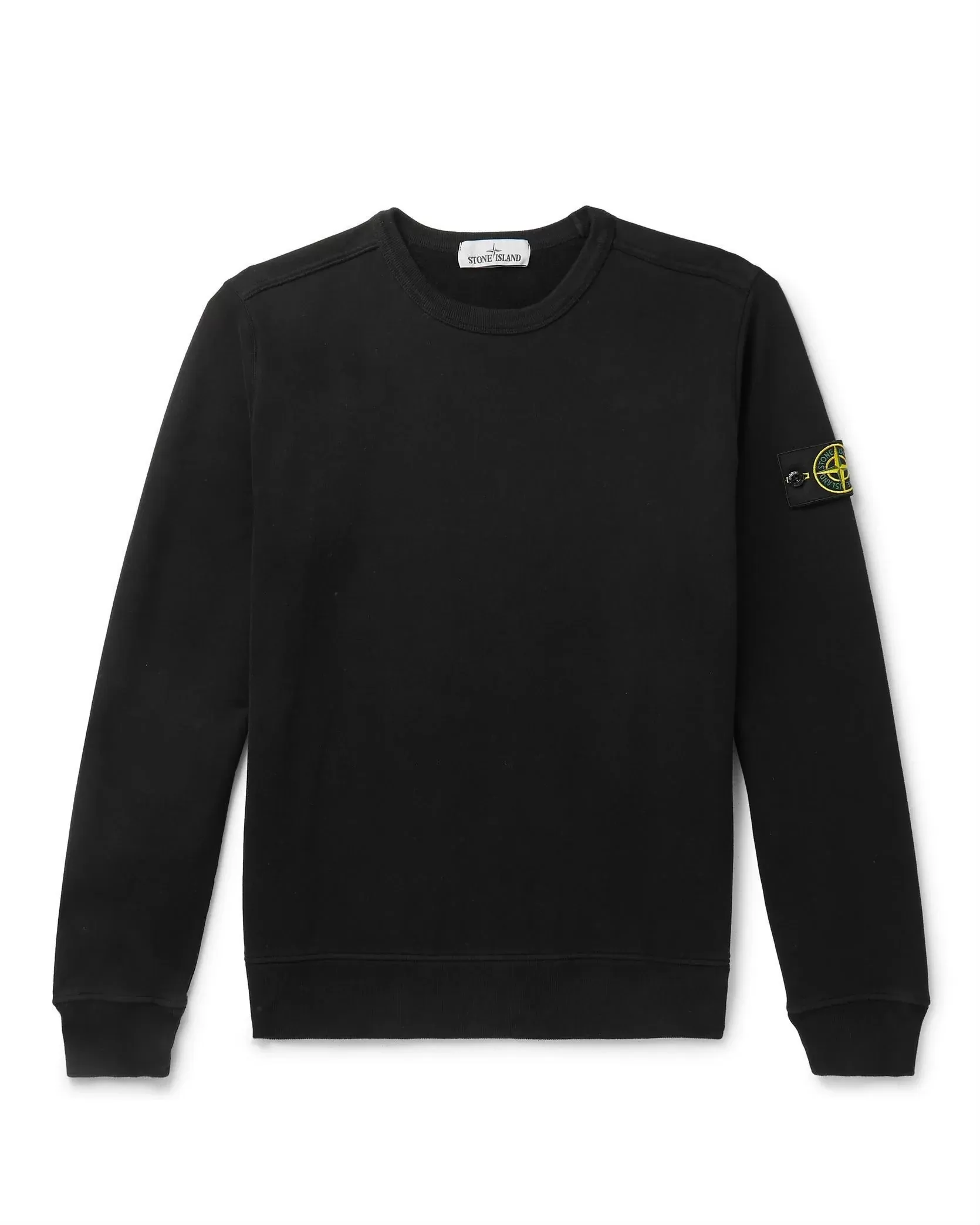 Stone Island Garment Dyed Crew Sweatshirts, Black