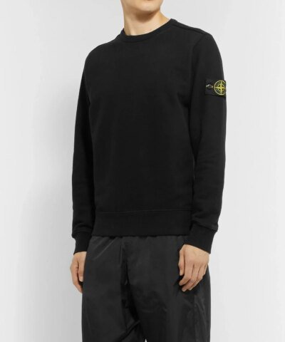 Stone Island Garment Dyed Crew Sweatshirts, Black