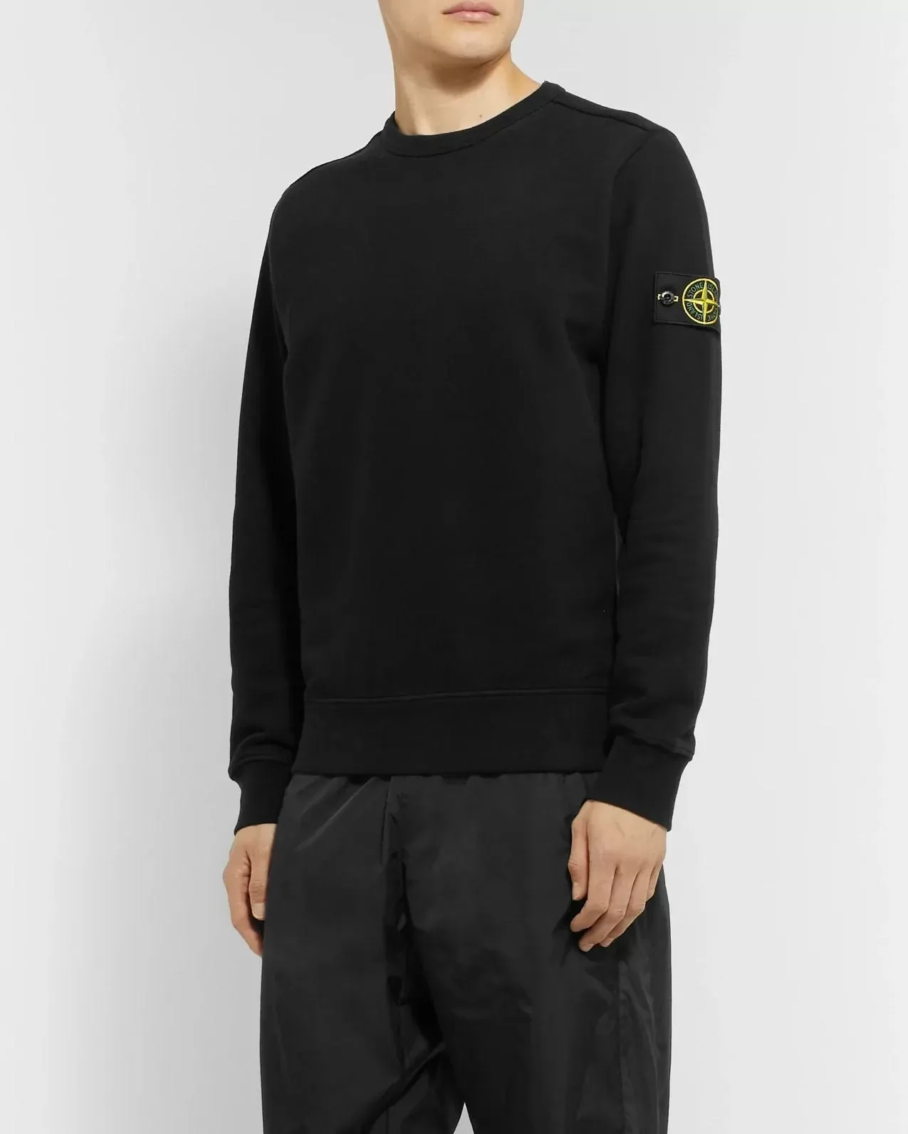 Stone Island Garment Dyed Crew Sweatshirts, Black