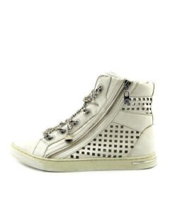 Michael Kors Urban Chain White High Top Side Zip Chain Sneakers