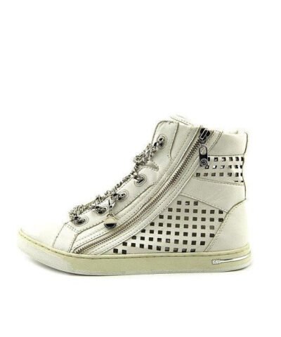 Michael Kors Urban Chain White High Top Side Zip Chain Sneakers