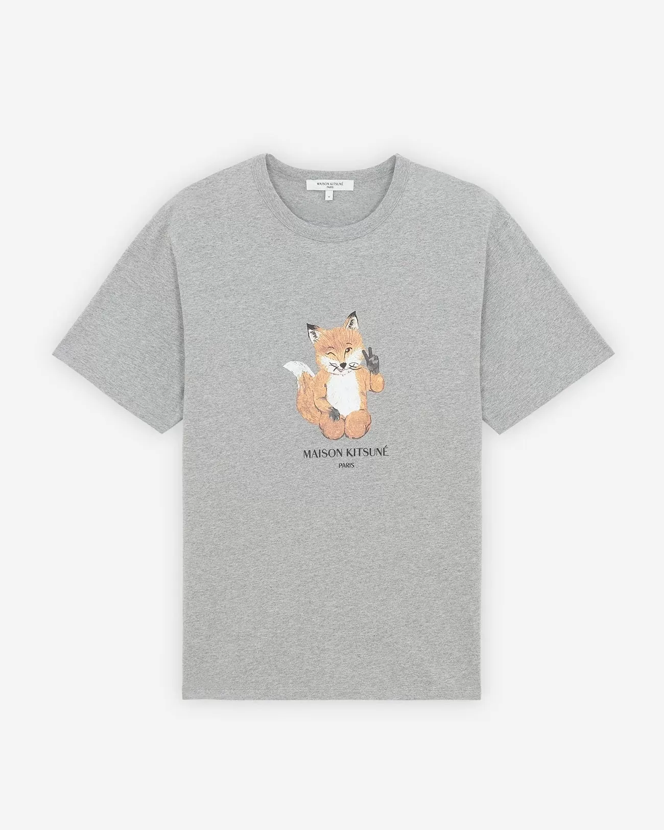 Maison Kitsuné Men's Grey All Right Fox Print T-Shirt