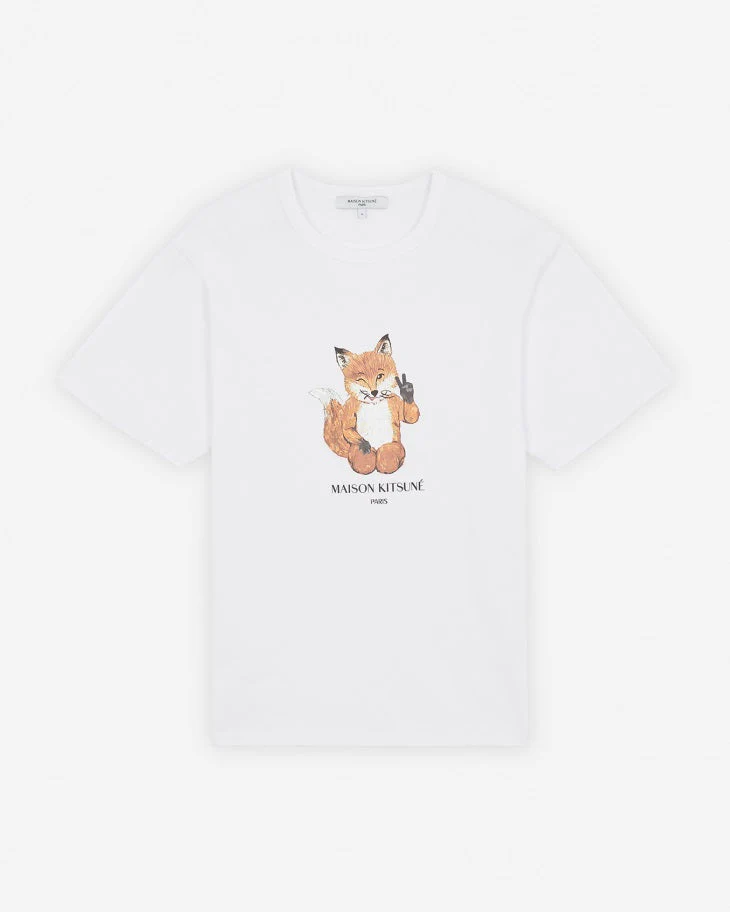 Maison Kitsuné Men's White All Right Fox Print T-Shirt
