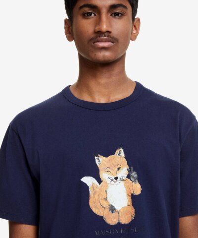 Maison Kitsuné Men's Grey All Right Fox Print T-Shirt