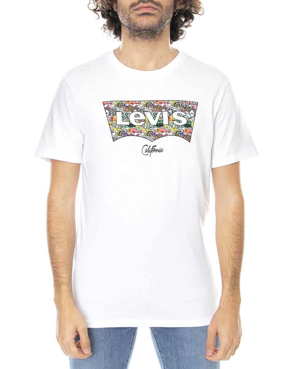 Levi's Men's Housemark Graphic Fish Fill White T-Shirt