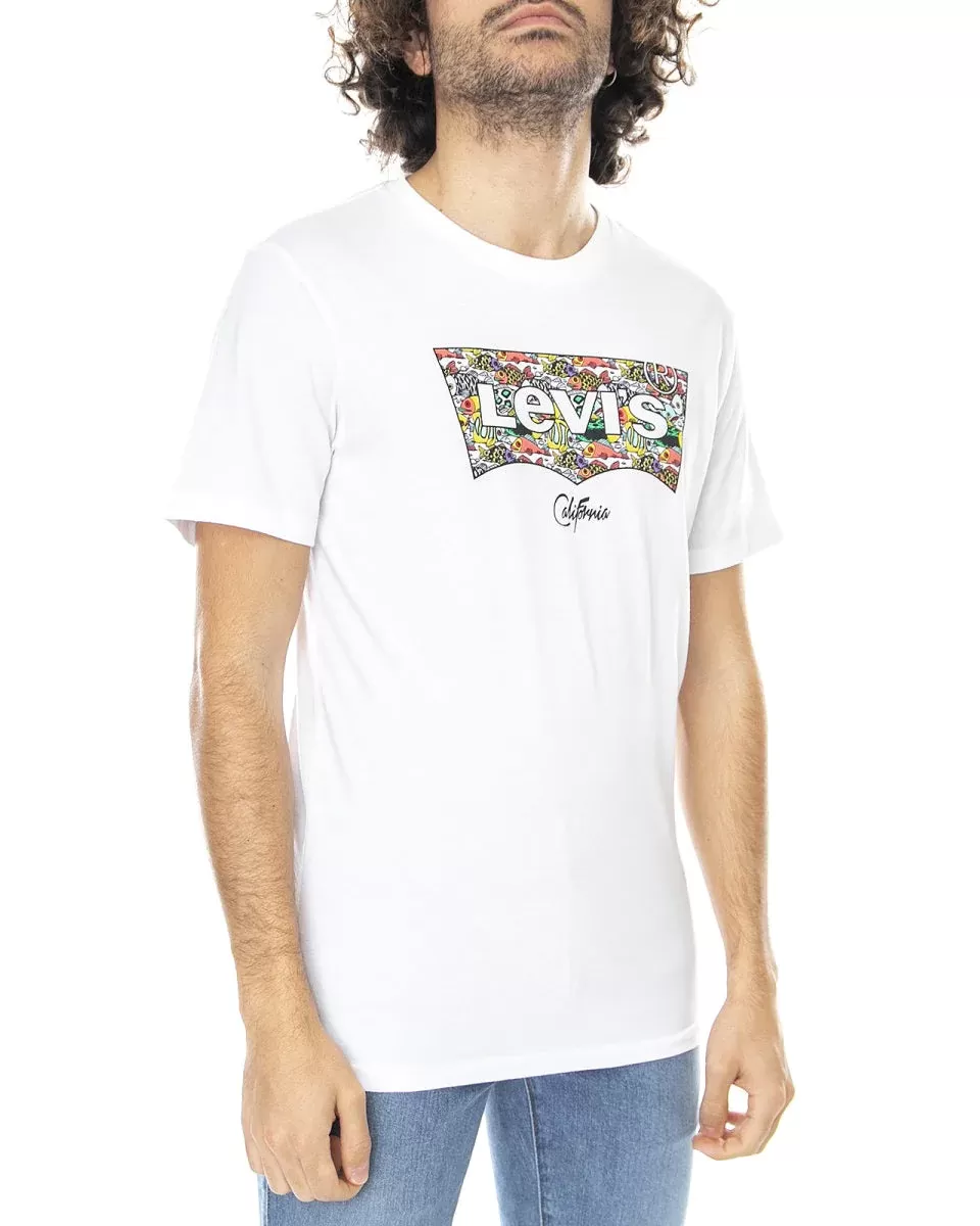 Levi's Men's Housemark Graphic Fish Fill White T-Shirt