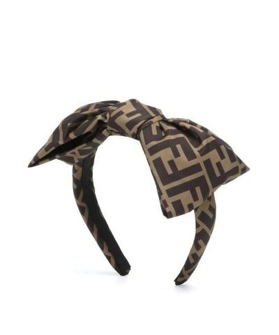 Fendi Logo Headband In Brown Logo