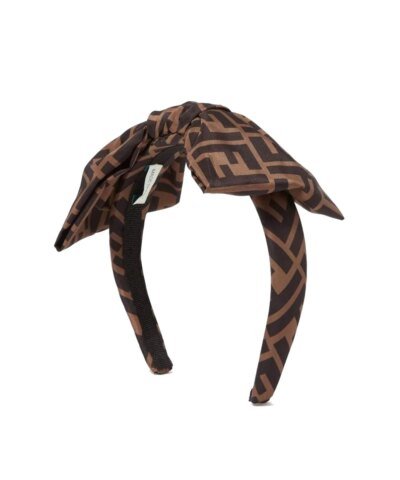 Fendi Logo Headband In Brown Logo