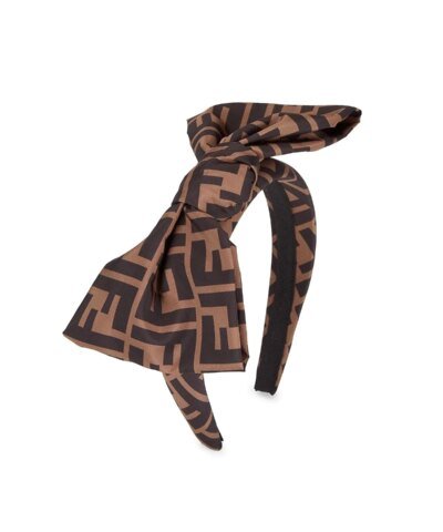 Fendi Logo Headband In Brown Logo