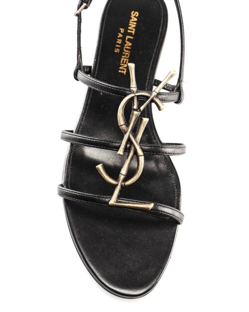 Saint Laurent Cassandra Leather Flat Sandals