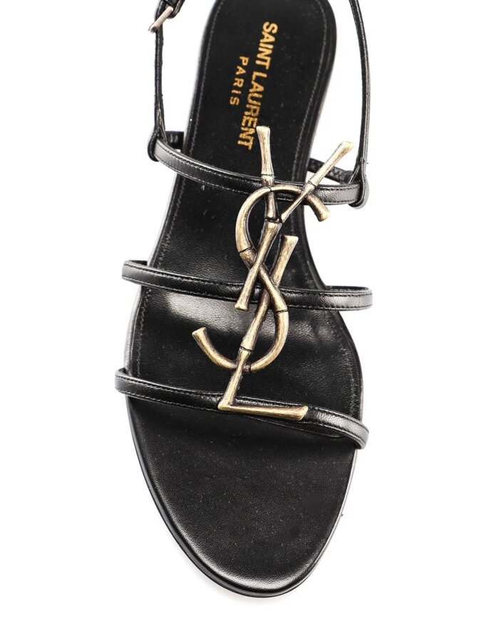 Saint Laurent Cassandra Leather Flat Sandals