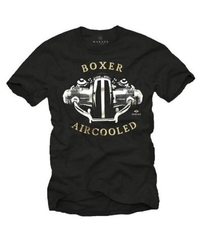 Men's Shirt for Biker with Boxer Aircooled Print in Grey, Black, Red