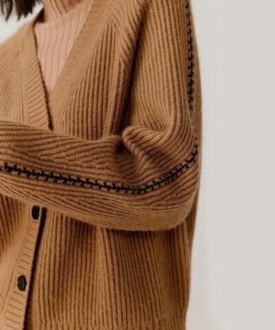 ICICLE Counter Genuine Jacquard Cashmere Wool Knitted Cardigan