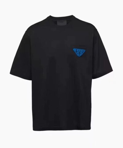 Prada Black Triangle-patch Oversized T-shirt