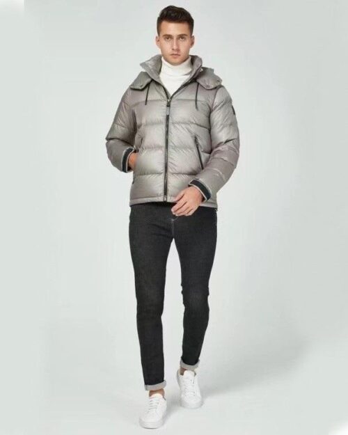 Mackage Jonas Foil Shield Down Jacket In Grey